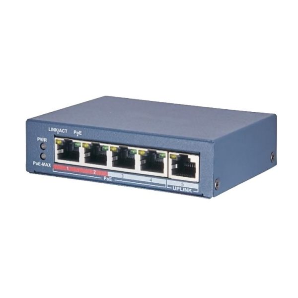 Switch poe cho camera 4 port Hdparagon HDS-SW104POE (4 Port 10/100M + 1 Port Uplink100Mbps RJ45, cấp nguồn lên đến 250m)