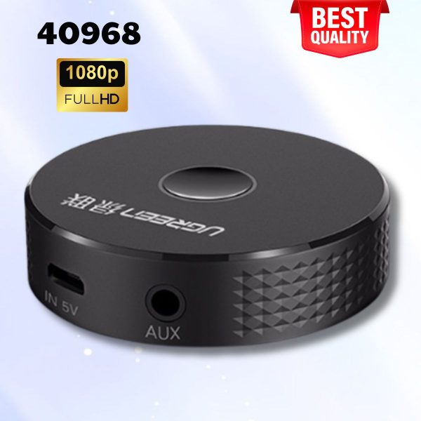 Bộ nhận âm thanh Bluetooth 4.2 trên ô tô AUX Ugreen 40968 màu đen, Kết nối 10m
