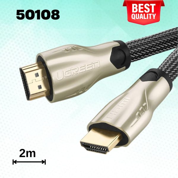 Cáp tín hiệu HDMI chuẩn 2.0 Ugreen 50108 2M, Dây bọc lưới đầu hợp kim cao cấp