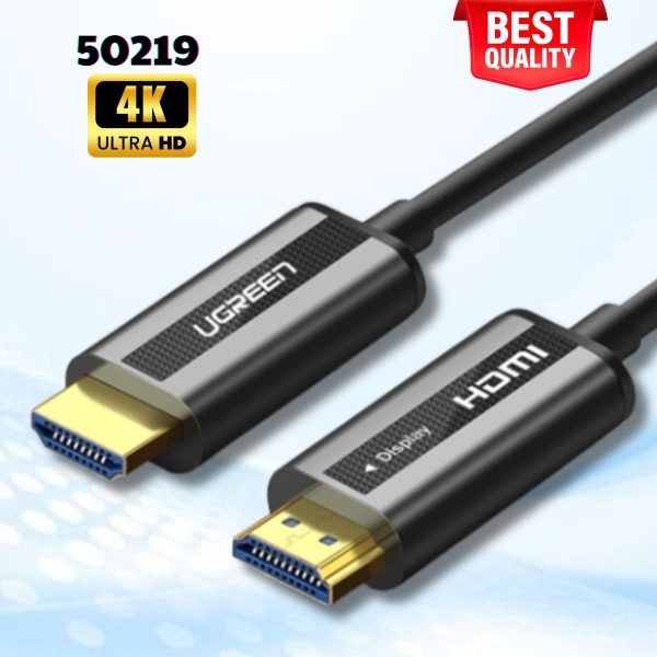 Cáp HDMI 2.0 Ugreen 50219 sợi quang hợp kim kẽm, Dài 50m cao cấp, Hỗ trợ 4K/60Hz, Băng thông 18Gbps