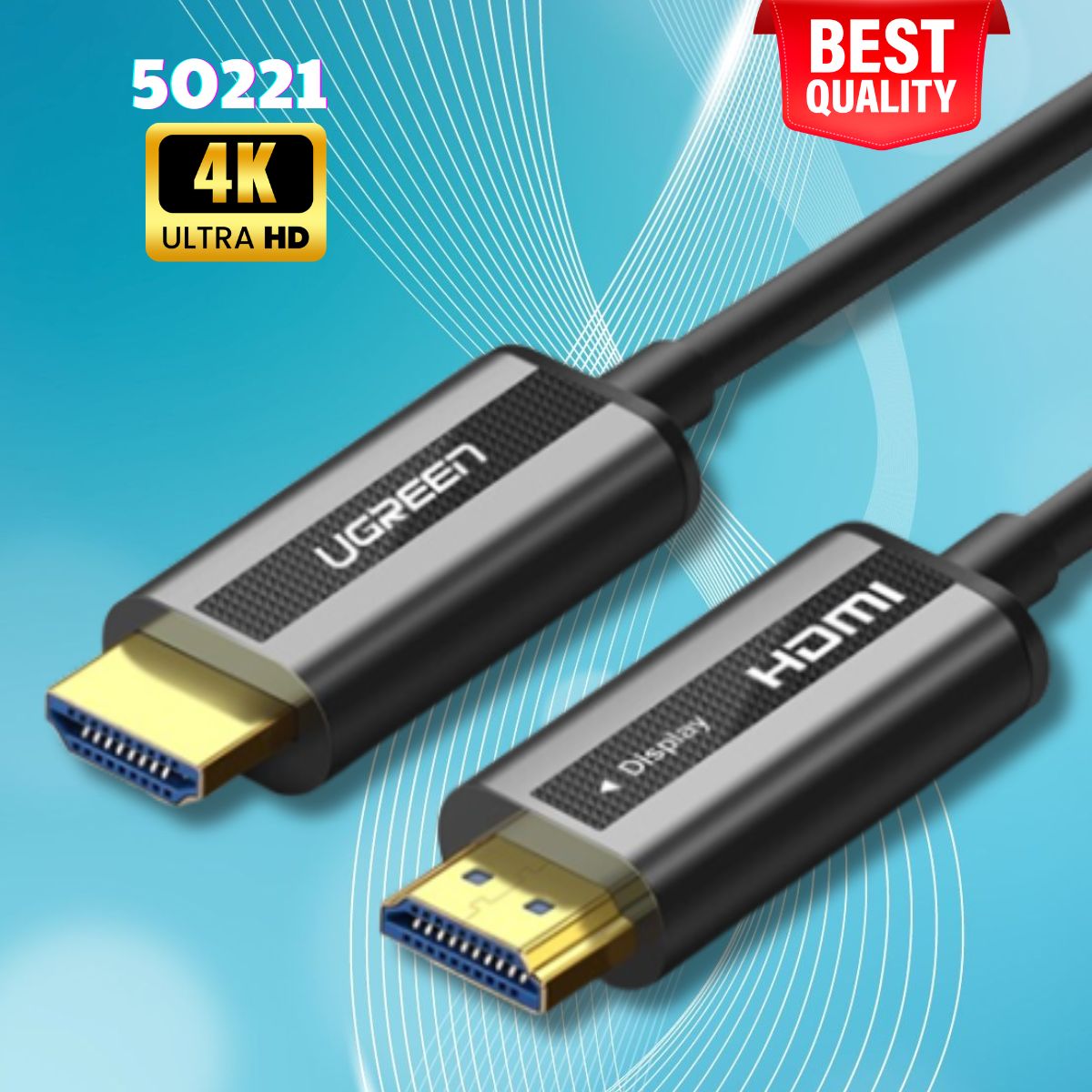 Cáp tín hiệu HDMI chuẩn 2.0 Sợi Quang 80m Ugreen 50221 Hỗ Trợ 4K/60Hz