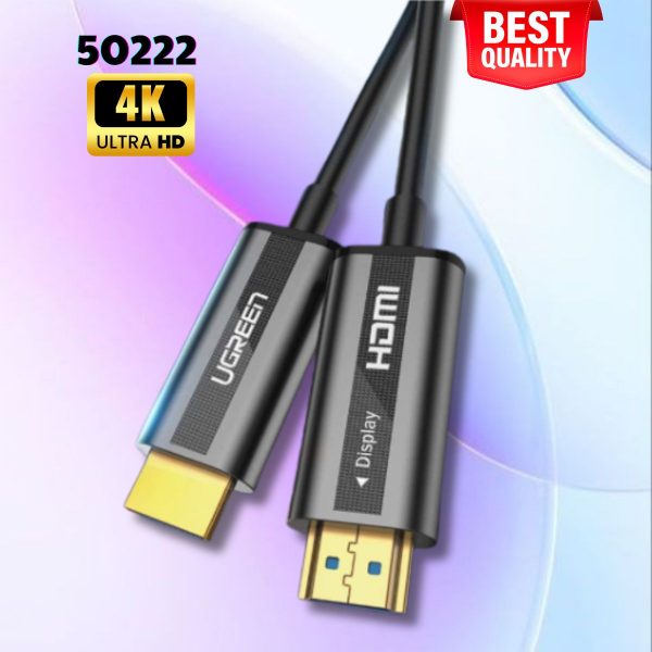 Cáp tín hiệu HDMI chuẩn 2.0 Ugreen 50222 100M màu đen, Sợi quang cao cấp HD132