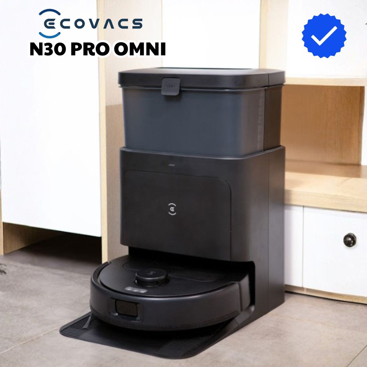 Robot lau nhà thông minh Ecovacs N30 Pro Omni, Lực hút 10.000Pa, Trạm OMNI nhỏ gọn, Công nghệ ZeroTangle™ 2.0 chống rối