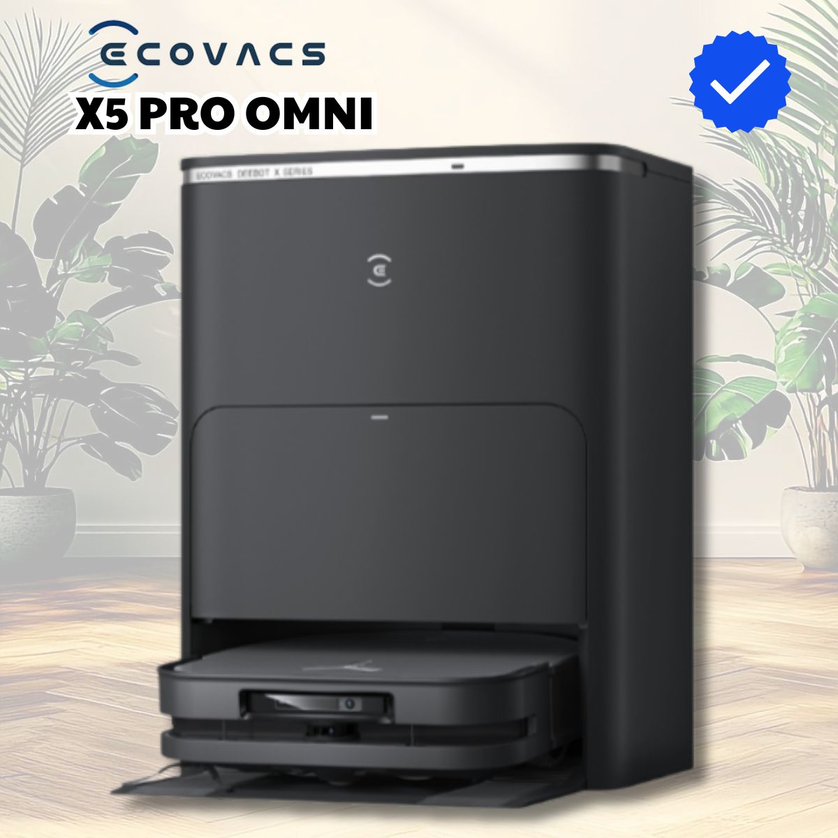 Robot vệ sinh sàn Ecovacs X5 PRO OMNI Lực hút 12,800Pa, Trạm OMNI đa năng, Nâng Cấp Trợ lý giọng nói YIKO AI