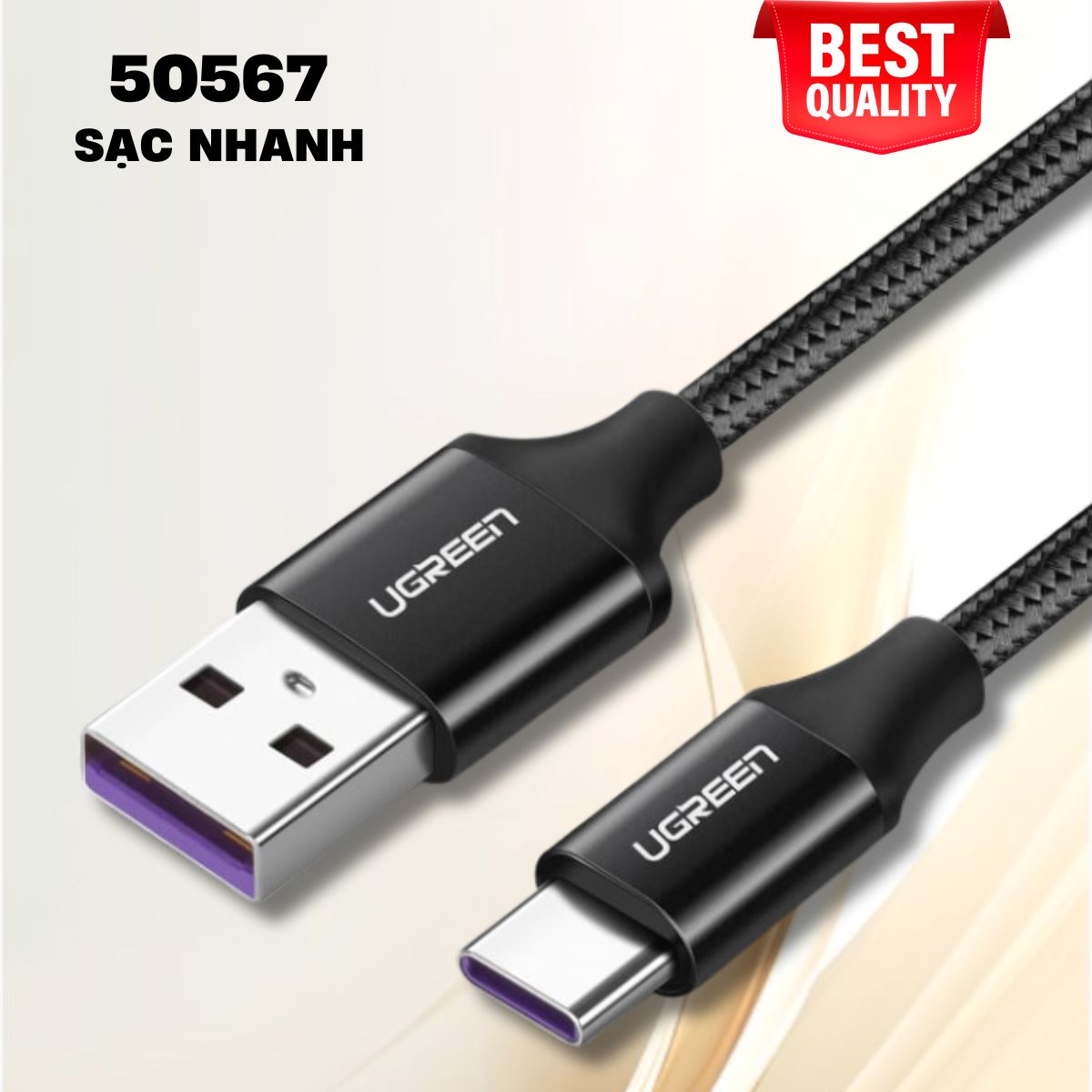Cáp dữ liệu USB Type-C 2.0 sang USB Ugreen 50567 1M 5A màu Đen