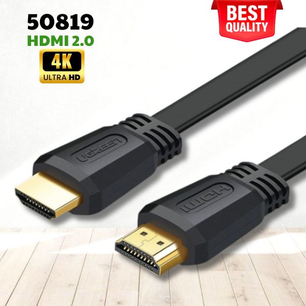Cáp tín hiệu HDMI Ugreen 50819 1.5M Đầu dẹt, Màu đen