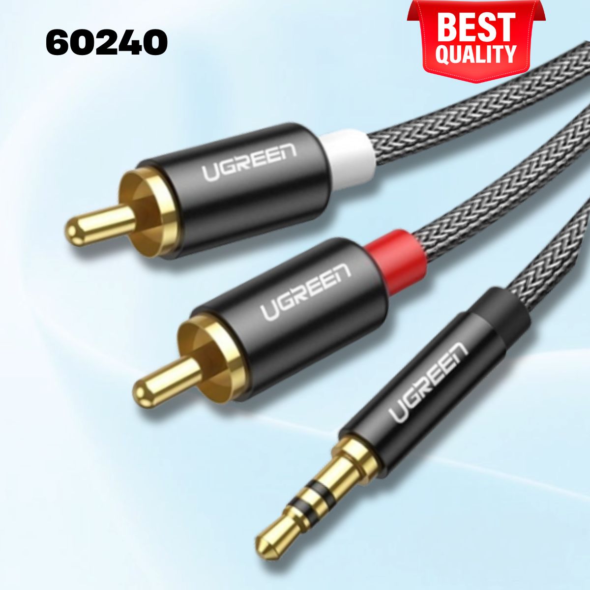 Cáp âm thanh Audio 3.5mm ra 2 RCA Ugreen 60240 dài 1M bọc Nylon cao cấp