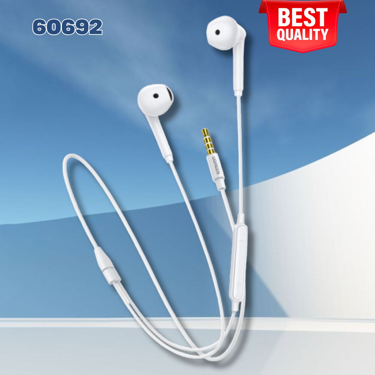 Tai nghe nhét tai có dây Ugreen 60692 chân cắm 3.5mm màu trắng