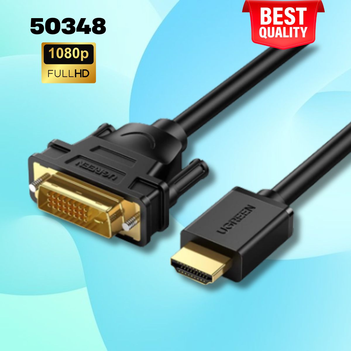 Cáp chuyển đổi HDMI to DVI 24+1 Ugreen 50348 dài 2m, Hỗ trợ Full HD 1080P