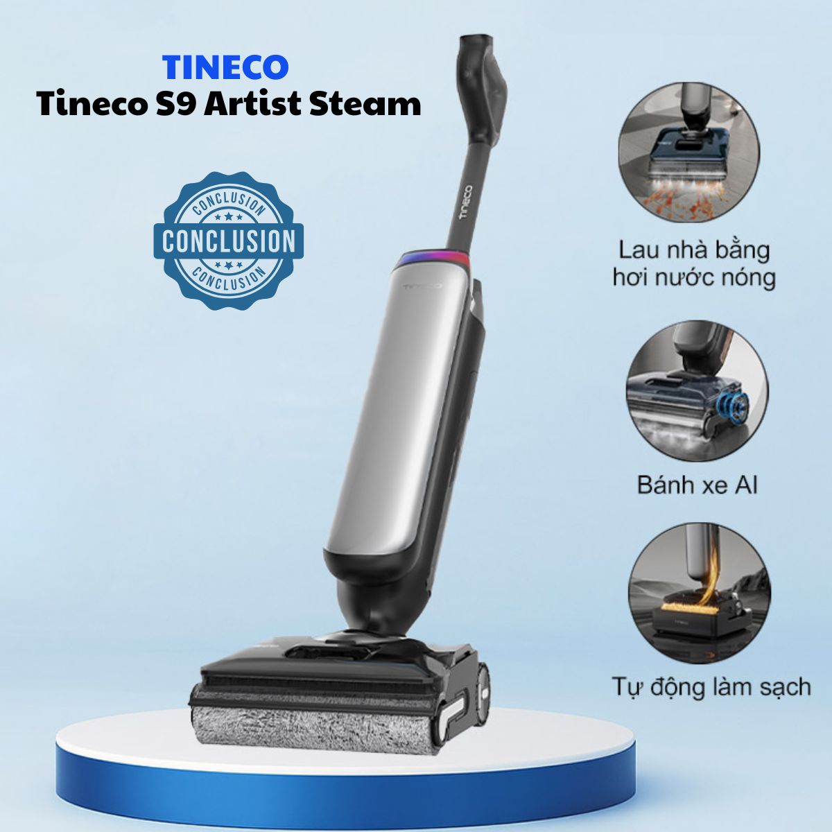 Tineco S9 Artist Steam Pro Máy hút bụi lau nhà, Lực hút 22.000Pa