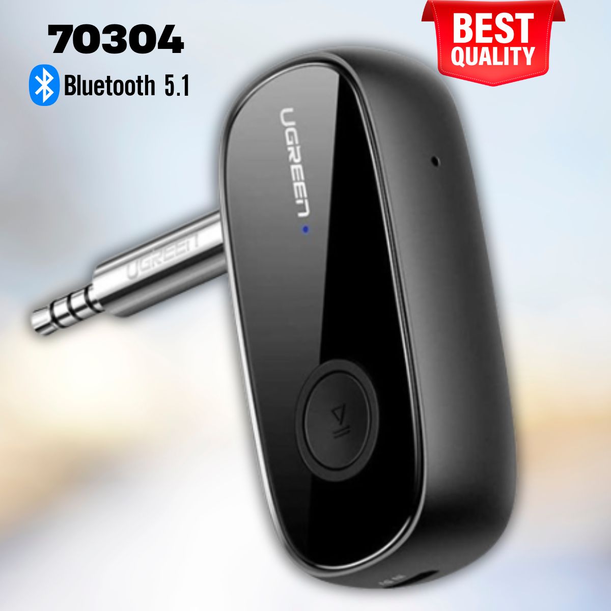 Bộ thu Bluetooth 5.1 Receiver Ugreen 70304 Hỗ trợ aptX ™ Audio 3.5mm, Có Pin lưu trữ 8h, Kết nối 10m