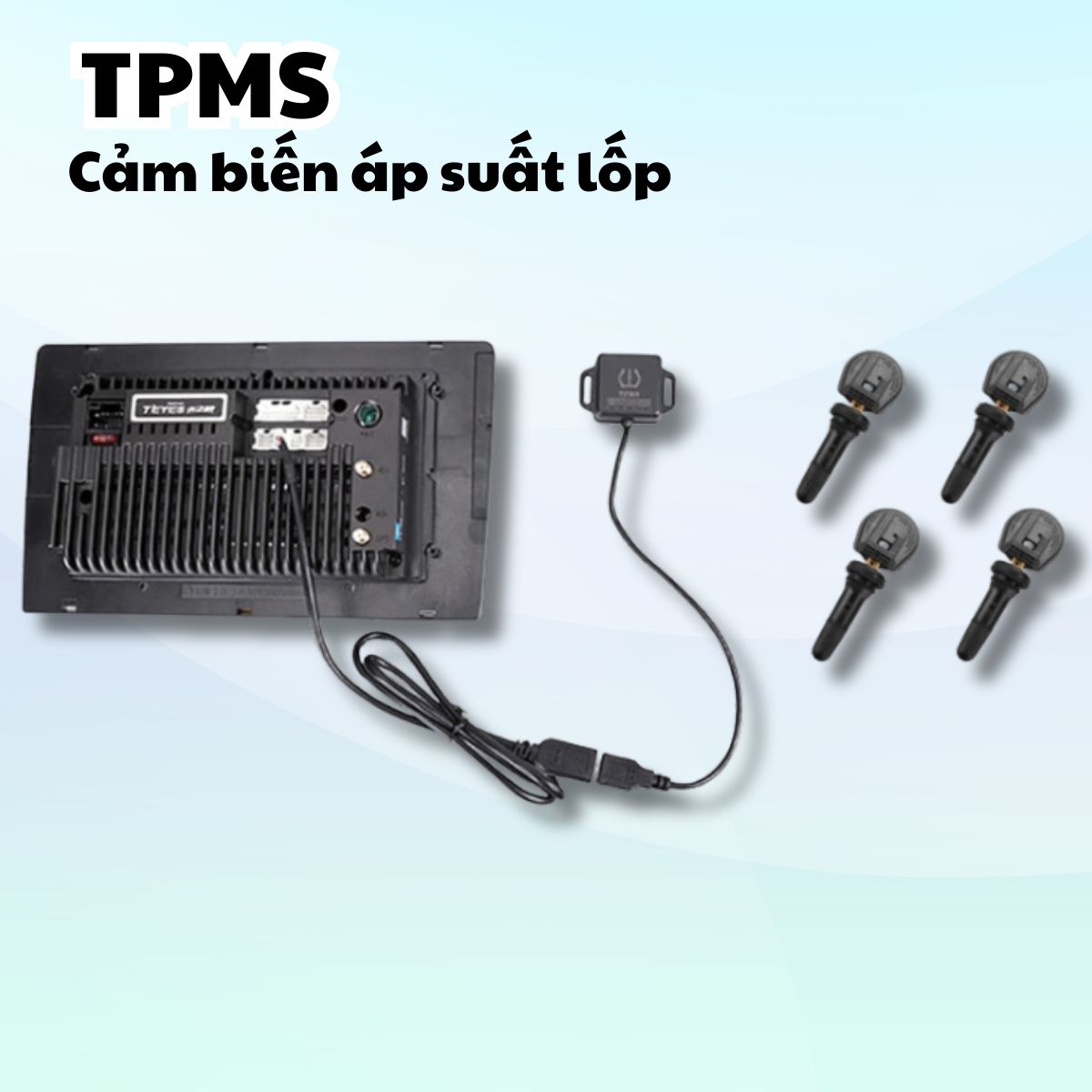 Cảm biến áp suất lốp TEYES TPMS, Kết nối USB, Giám sát nhiệt độ & áp suất từng bánh xe