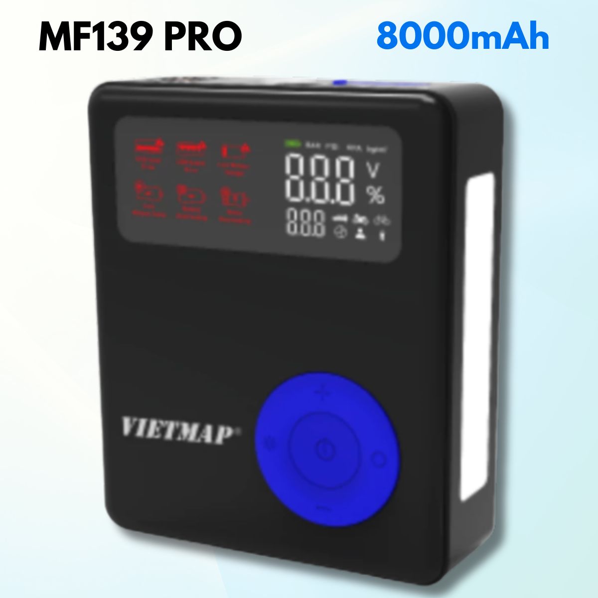 Bơm lốp kích bình Vietmap MF139 Pro 8K – Đa năng 5 trong 1, Sạc nhanh QC3.0, Sạc dự phòng 8000 mAH