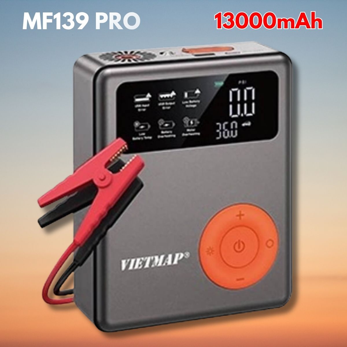 Bơm lốp ô tô đa năng Vietmap MF139 Pro 13K Tương thích nhiều dòng xe, Sạc nhanh 13000mAh