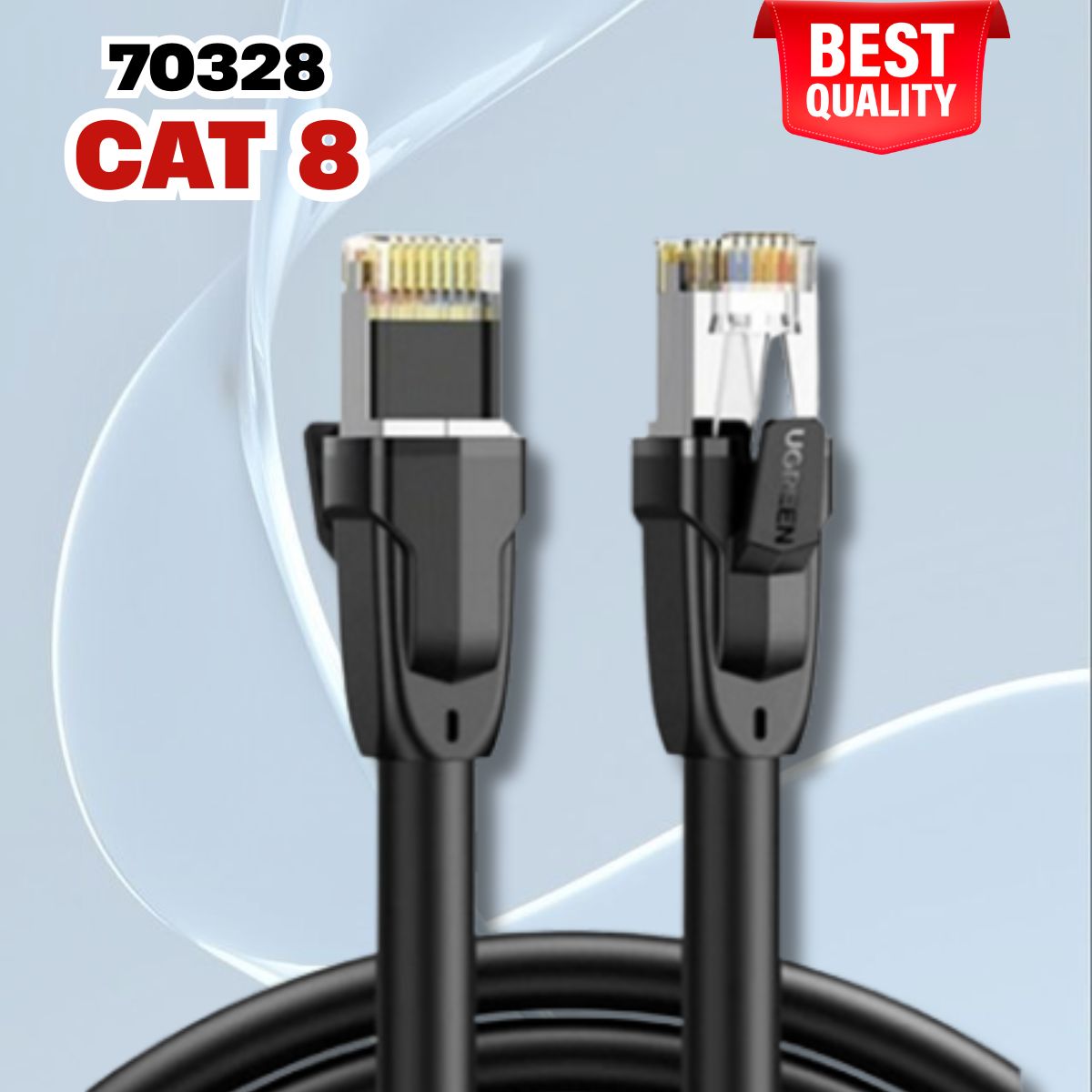 Cáp mạng Cat 8 Ugreen 70328 đúc sẵn 2 đầu S/FTP dài 1.5m, hỗ trợ tốc độ 25Gbps