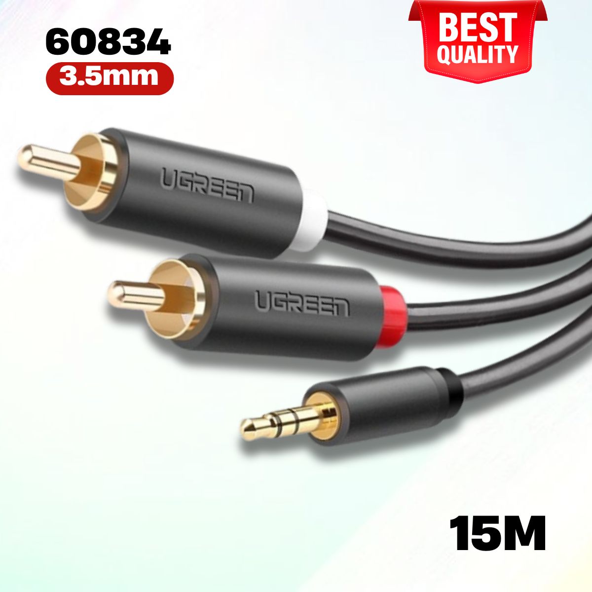 Cáp âm thanh audio 3.5mm sang 2RCA Ugreen 60834 (hoa sen) 15M cao cấp