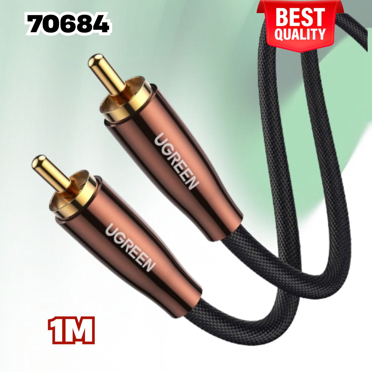 Cáp âm thanh Audio Coaxial RCA to RCA bọc Nynol dài 1M Ugreen 70684 cao cấp