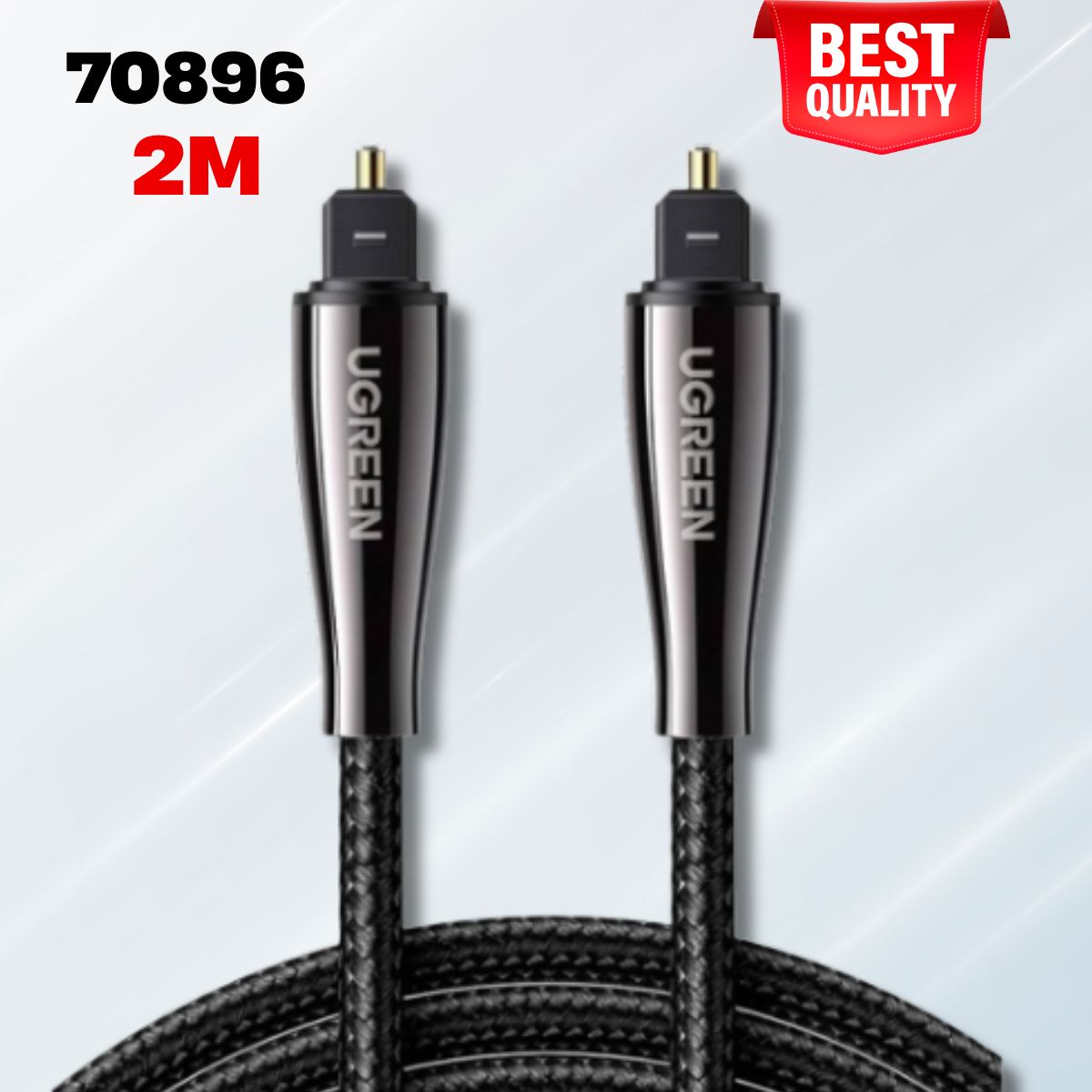 Ugreen 70896 cáp quang âm thanh kỹ thuật số Optical dài 2M đầu nối mạ vàng 24K