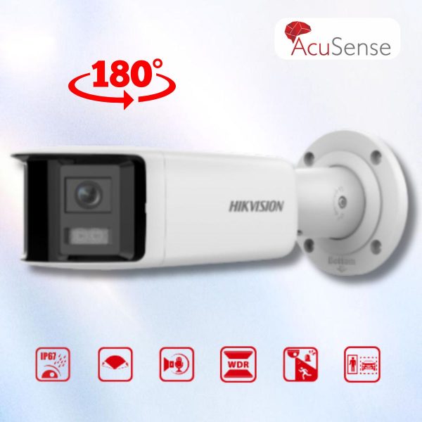 Camera 2 mắt toàn cảnh 180° Hikvision DS-2CD2T46G2P-ISU/SL AcuSense 4Mp, Đàm thoại 2 chiều, Nhận diện người & xe