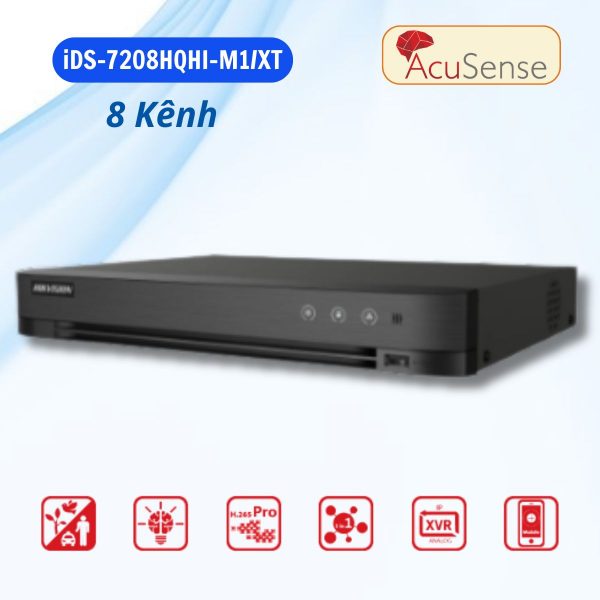 Đầu ghi hình 8 kênh Hikvision iDS-7208HQHI-M1/XT Hỗ trợ 2 kênh cảnh báo so sánh khuôn mặt, 1 sata