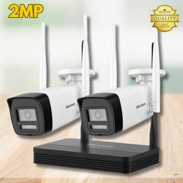 Bộ combo 2 camera Wi-Fi 2mp + 1 đầu ghi mini Hikvision DS-J142I/NKS422W0H Kết nối Hik-connect dễ dàng, Đàm thoại 2 chiều