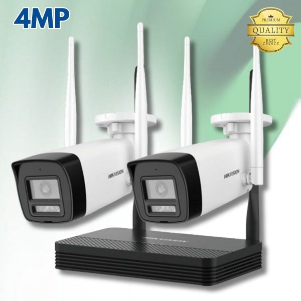Combo 2 camera Wifi 4Mp + một đầu ghi mini Hikvision DS-J142I/NKS424W0H khe cắm thẻ nhớ lên đến 512Gb