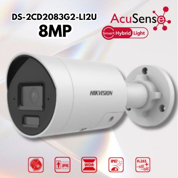 Camera Hikvision DS-2CD2083G2-LI2U 8MP Ultra HD, Smart Hybrid Light + Mic Kép, Chuẩn IP67
