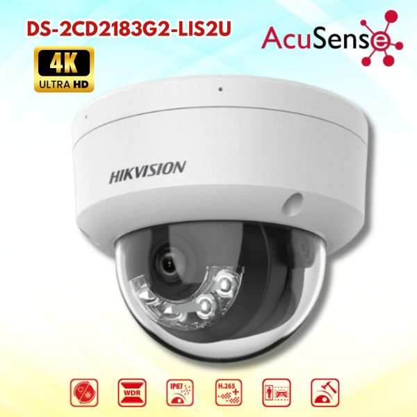 Camera Hikvision DS-2CD2183G2-LIS2U Dome 8MP 4K, Mic kép, Âm thanh 2 chiều