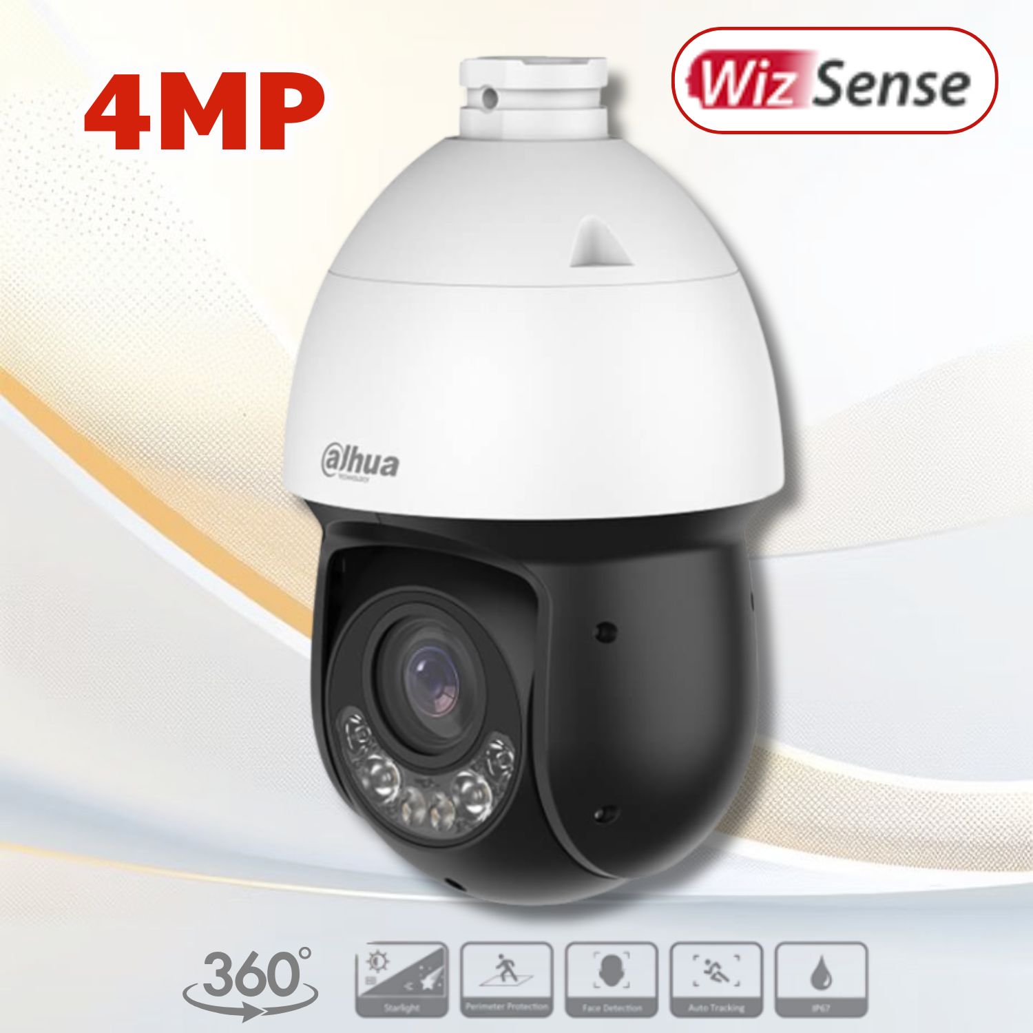 Camera IP Speed Dome quay 360° Dahua DH-SD4D425MB-HNR 4MP Zoom quang 25X, IR 100m & Warm Light 50m, Đàm thoại 2 chiều