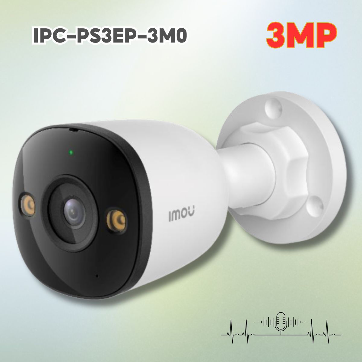 Camera IP PoE Imou IPC-PS3EP-3M0 3MP, Đàm thoại 2 chiều, Ống kính Varifocal 2.8mm / 3.6mm, Hỗ trợ thẻ nhớ up to 512GB