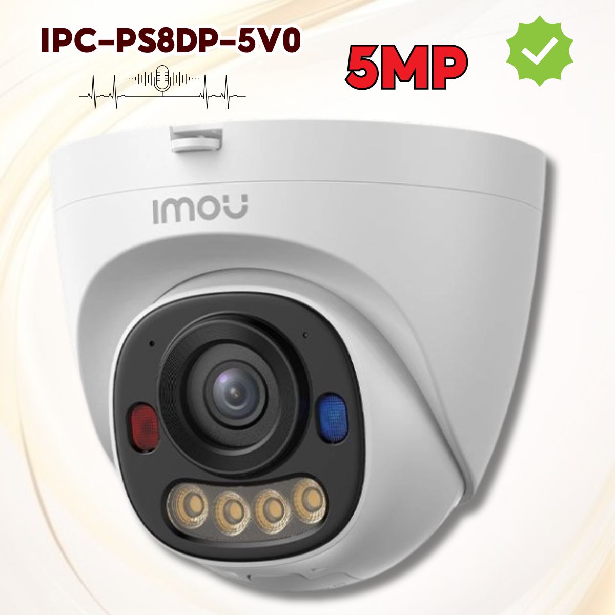 Camera Imou 5MP IPC-PS8DP-5V0 cấp nguồn PoE, Nhận diện người & Xe, Hỗ trợ PoE, Cảnh báo chủ động, Full Color + IR