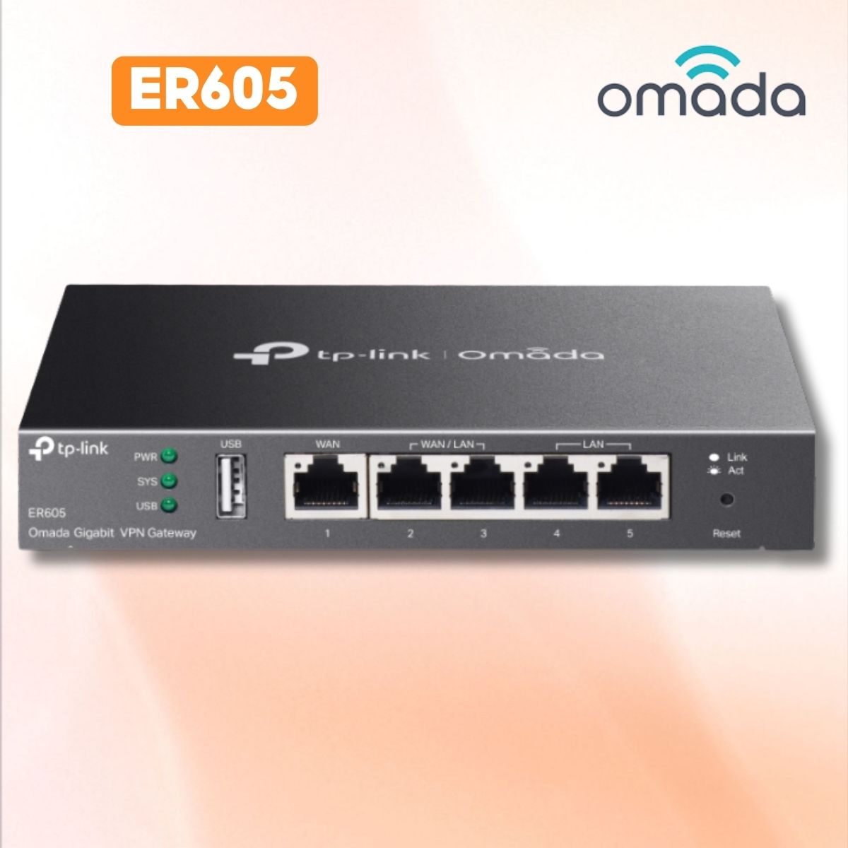 Router Cân bằng tải VPN TP-Link Omada ER605 1 WAN + 1 LAN+ 3 WAN/LAN, Hỗ Trợ 20 VPN IPsec, 25.000 Phiên Đồng ThờI