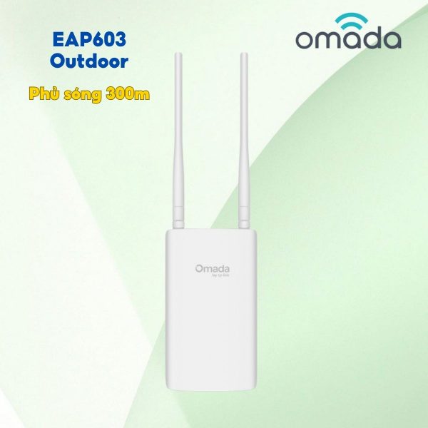 Bộ phát Wi-Fi 6 trong nhà/ngoài trời AX1800 Tp-Link Omada EAP603-Outdoor Phủ Sóng 300m,  574 Mbps trên băng tần 2,4 GHz & 1201 Mbps trên băng tần 5 GHz.