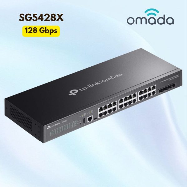 Switch Tp-Link Omada SG5428X  24-Port Gigabit Stackable Lite L3 ,4 Khe Cắm 10G, Hỗ  trợ định tuyến OSPF & RIP