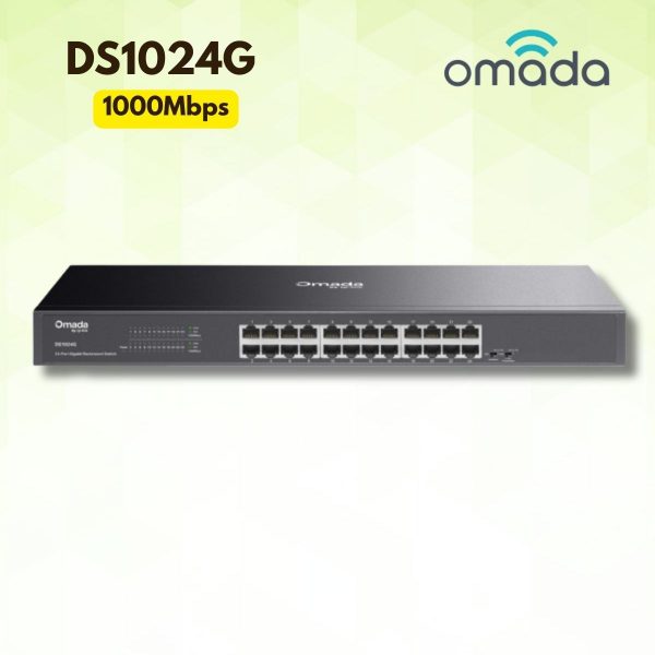 Switch 24 Cổng Gigabit Unmanaged TP-Link Omada DS1024G Full 1000Mbps, Tốc độ chuyển mạch 48Gbps, Hỗ trợ MAC