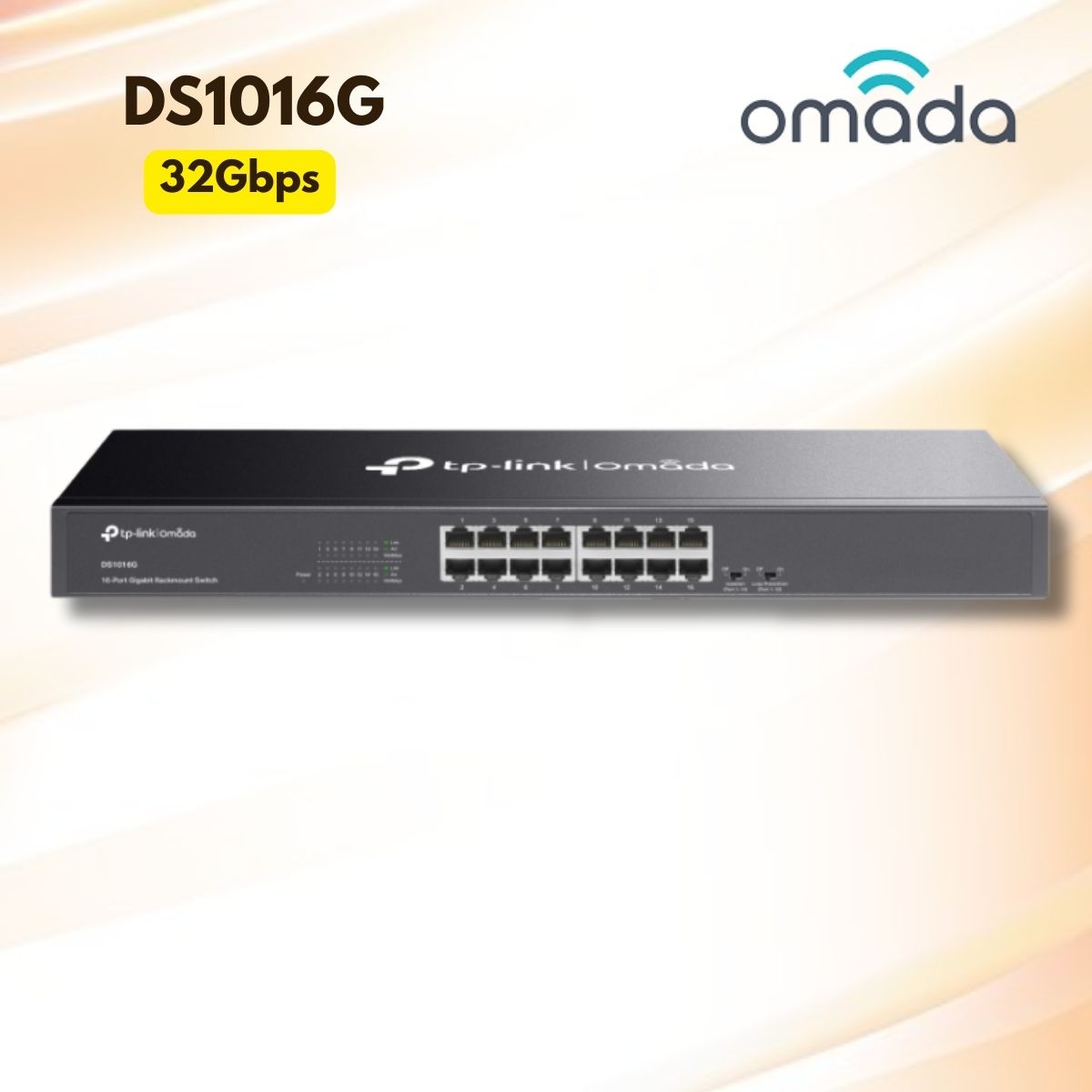 Bộ chuyển mạch 16 cổng Gigabit gắn tủ rack Omada DS1016G Vỏ thép gắn Rack 19-inch, Plug & Play