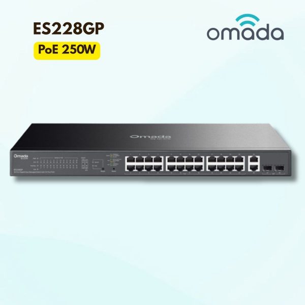 Switch 28 Cổng Gigabit Omada ES228GP 24 Cổng PoE+, Công Suất 250W, Quản Lý Cloud, Hỗ Trợ PoE 250m