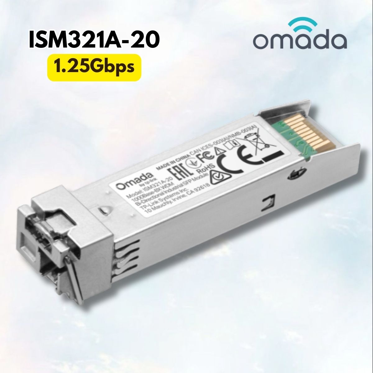 Module Quang 1 Sợi Omada ISM321A-20 Single-mode, Truyền xa 20km, Chịu nhiệt 85°C, Tốc độ 1,25 Gbps