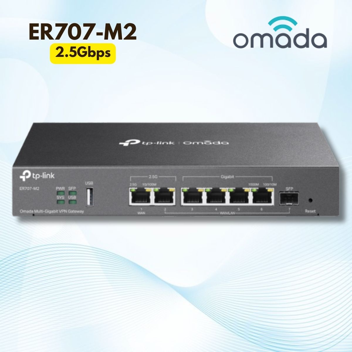 Router VPN TP-Link Omada ER707-M2: 2 Cổng 2.5G, Cân bằng tải đa WAN, Tốc độ 2.5Gbps, 500.000 Concurrent Sessions