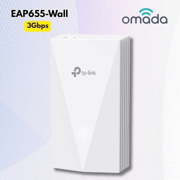 Access Point WiFi 6 gắn tường TP-Link Omada EAP655-Wall 4 Cổng Gigabit,Tốc độ 3Gbps, Chịu tải 120 user