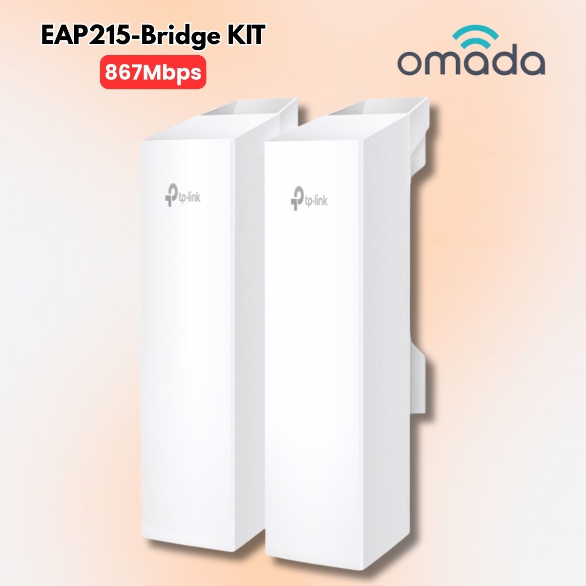Bộ thu phát không dây Omada EAP215-Bridge KIT 3 Cổng Gigabit, Khoảng cách 5Km, Tốc độ 867Mbps, IP65, 6kV